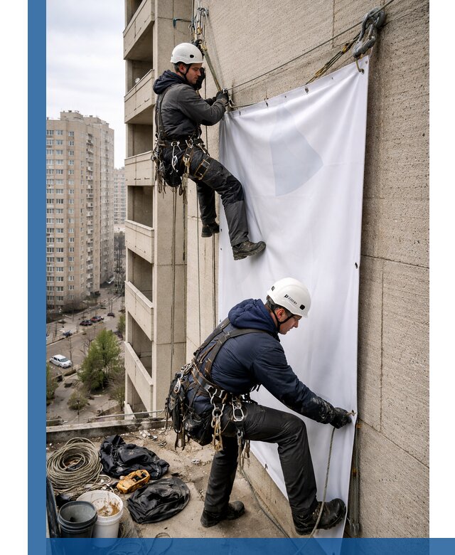 Профессиональный монтаж баннеров на фасаде в Сосногорске