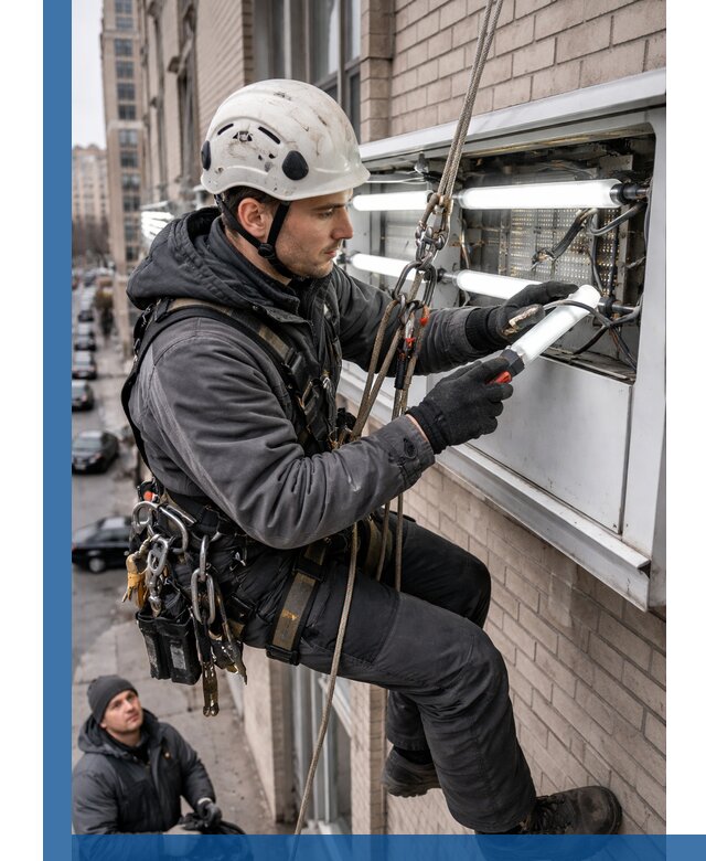 Профессиональная замена ламп в наружной вывеске в Сосногорске