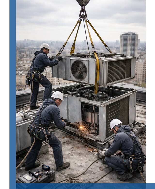 Демонтаж крышной установки в Сосногорске любой сложности