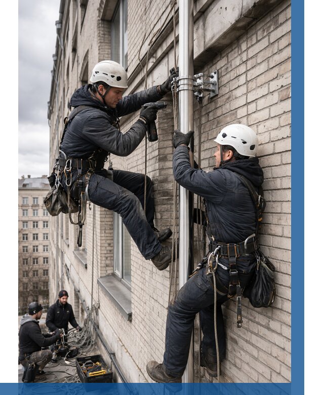 Монтаж флагштока на здании в Сосногорске от 6705 р. | ВЫСОТНИК-Сно