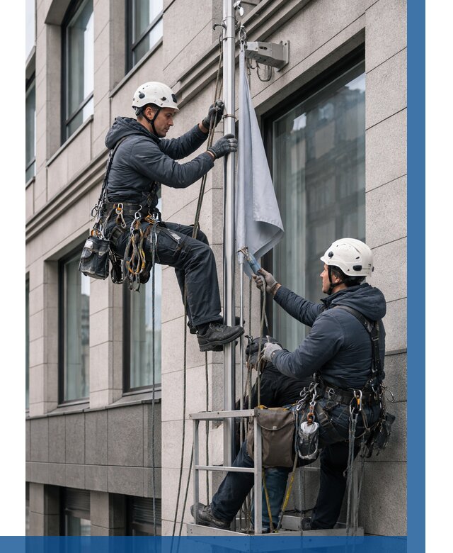 Установка флагов на фасаде в Сосногорске от 4642 р. | ВЫСОТНИК-Сно