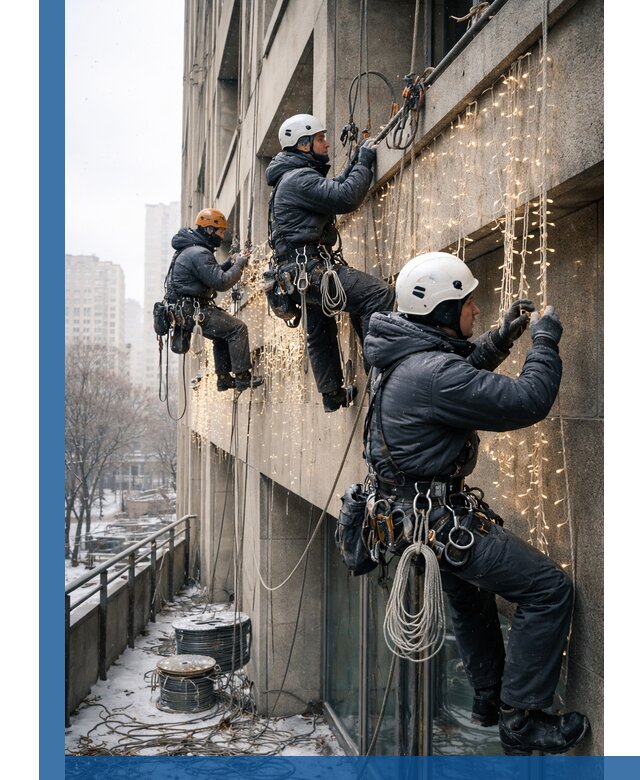 Монтаж новогодней иллюминации и украшение фасадов в Сосногорске