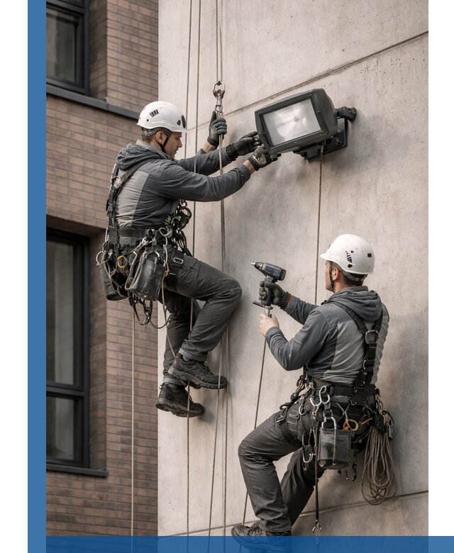 Профессиональный монтаж фасадных прожекторов в Сосногорске под ключ