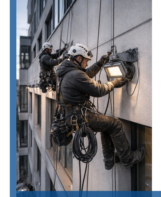 Монтаж фасадного освещения в Сосногорске установка и подключение