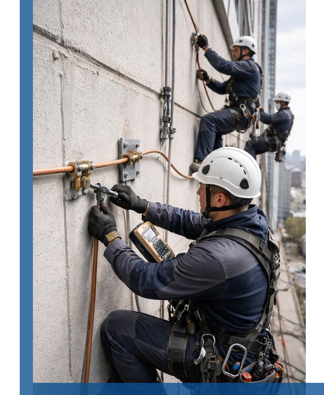 Монтаж системы заземления здания и молниезащиты в Сосногорске