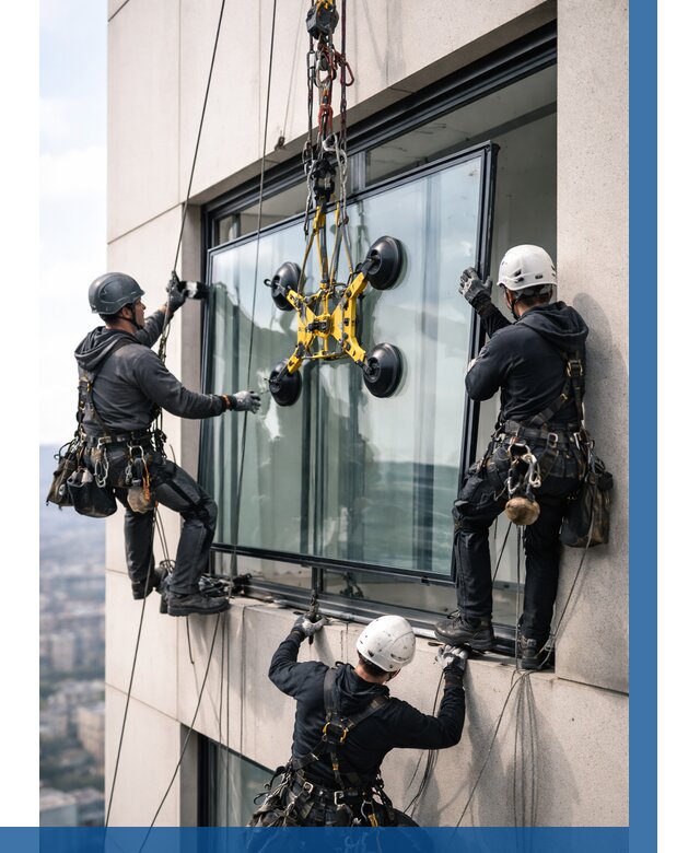 Монтаж стеклопакетов на высоте в Сосногорске от 3301 р. | ВЫСОТНИК-Сно