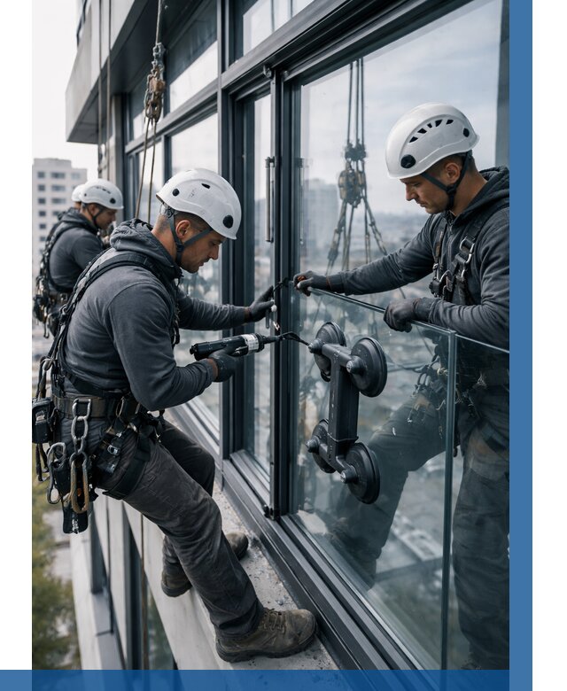 Витражное остекление зданий в Сосногорске от 3611 р. | ВЫСОТНИК-Сно