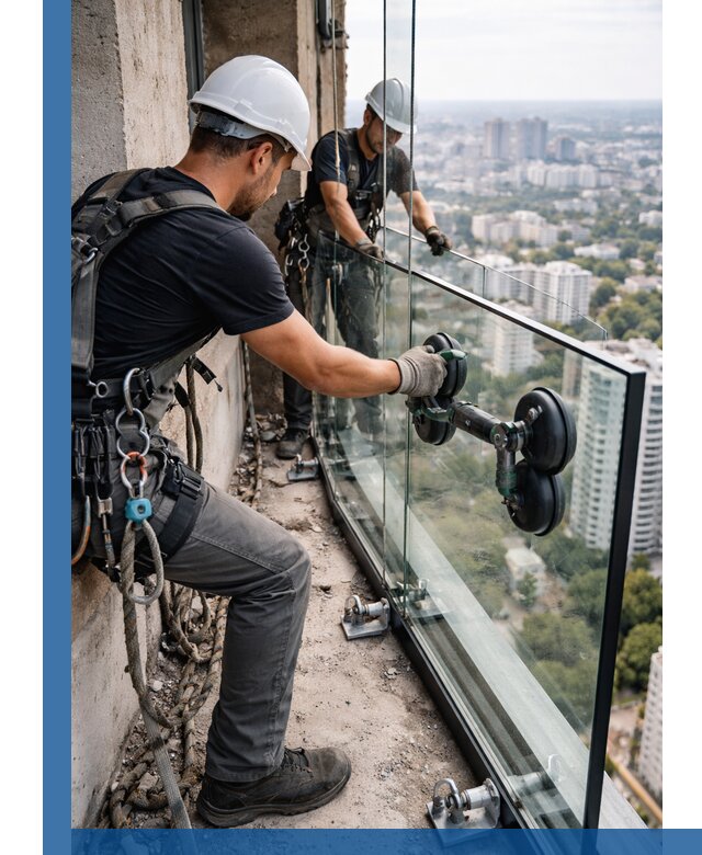Монтаж стеклянных ограждений под ключ с гарантией в Сосногорске