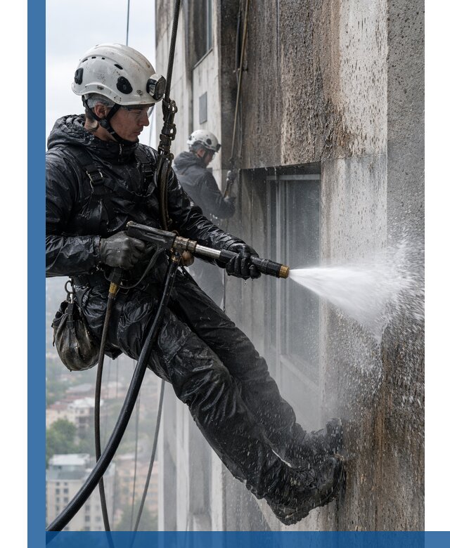 Гидроструйная очистка фасадов и конструкций в Сосногорске