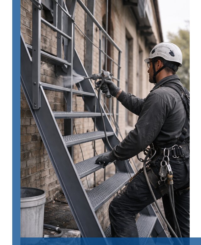 Покраска и антикоррозионная защита пожарных лестниц в Сосногорске