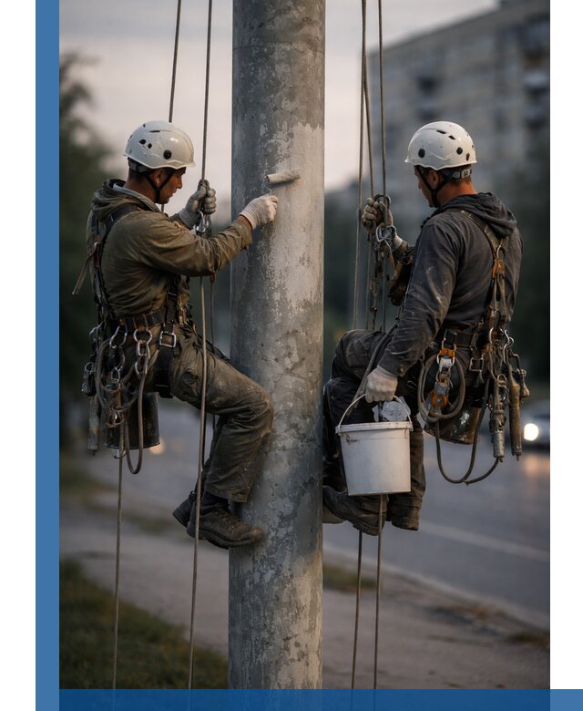 Покраска опор освещения и антикоррозийная защита в Сосногорске