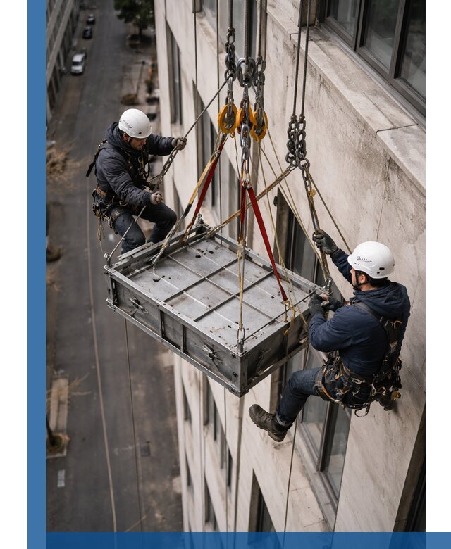 Спуск и подъем грузов по фасаду в Сосногорске для зданий