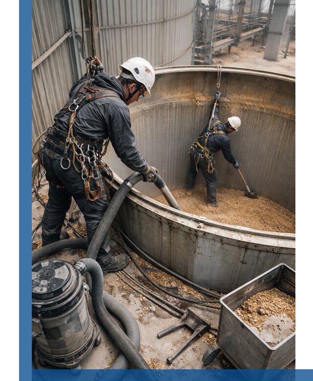 Профессиональная чистка зерновых бункеров в Сосногорске с выездом