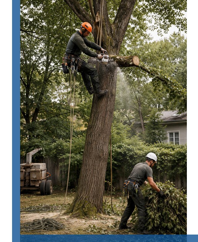 Кронирование деревьев в Сосногорске, безопасная высотная обрезка
