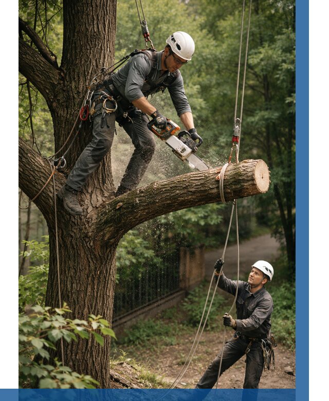 Спил деревьев альпинистами в Сосногорске от 8253 р. | ВЫСОТНИК-Сно