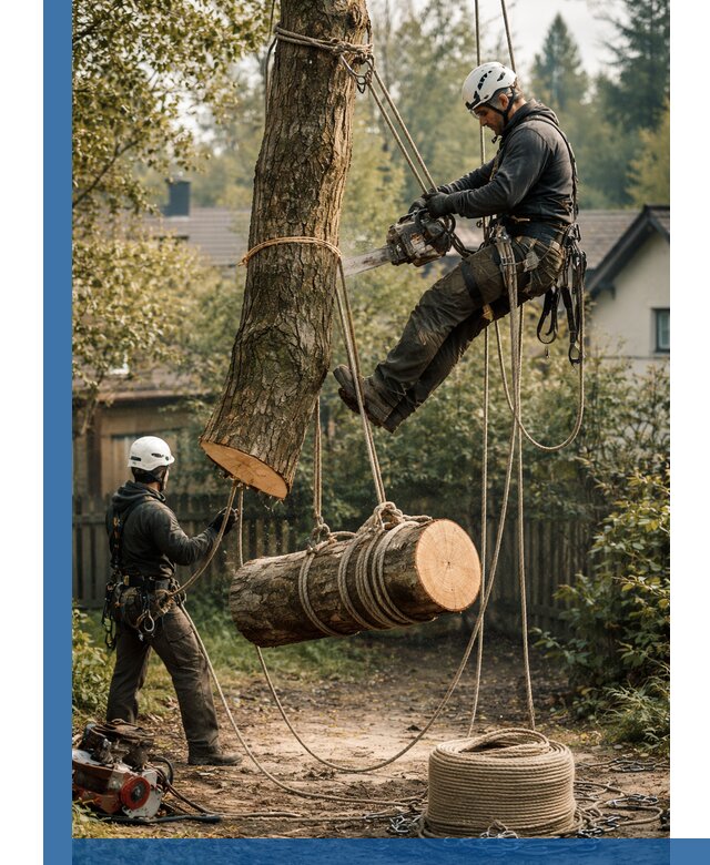 Валка деревьев частями в Сосногорске, безопасно и аккуратно