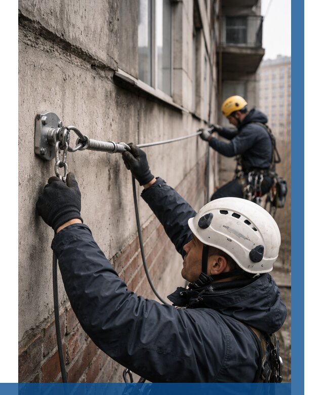 Монтаж анкерных линий в Сосногорске от 3095 р. | ВЫСОТНИК-Сно