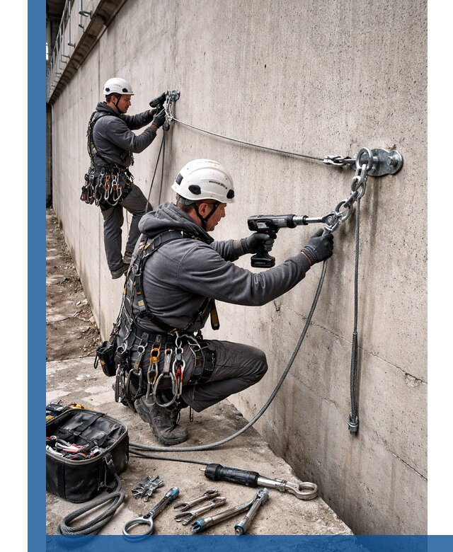 Монтаж анкерных линий высотной безопасности в Сосногорске