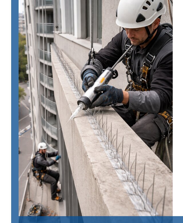 Установка шипов от птиц на фасадах и кровлях в Сосногорске